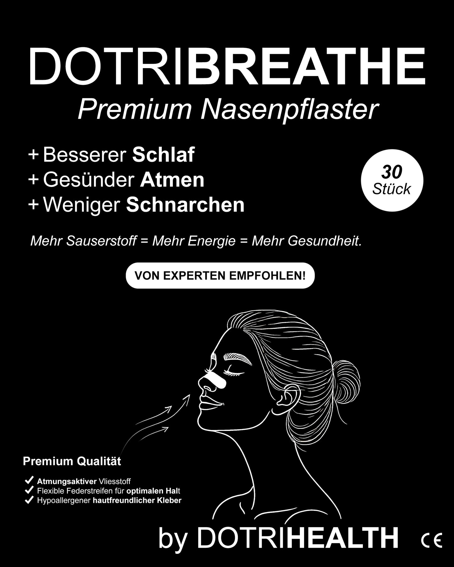 DOTRIBREATHE Premium Nasenpflaster | 30 Stück